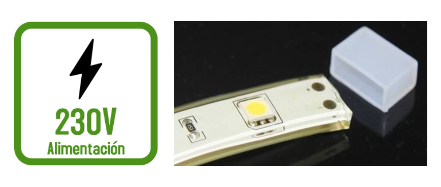 Tapón final para tira LED a 230V